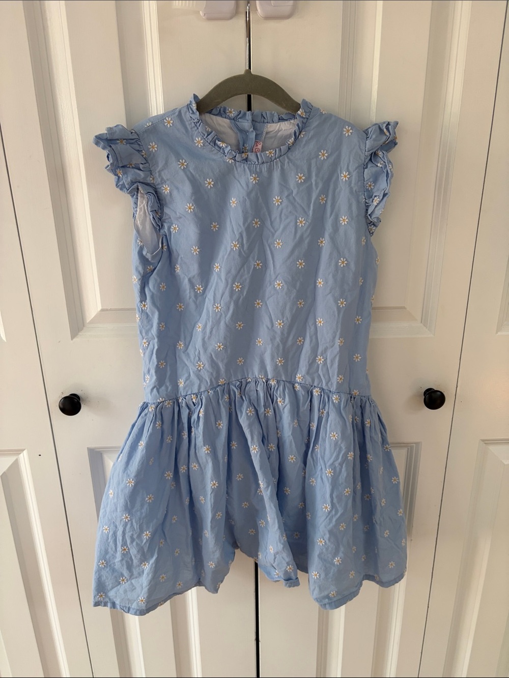 La Coqueta Girls (10Y) Provenza Blue Daisy Lined Cotton Dress ~Made in Spain